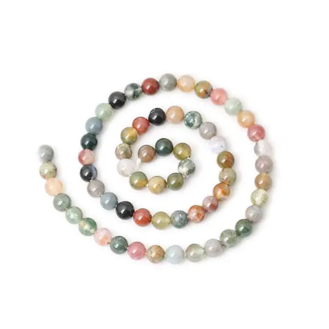 Alt view image 2 of 5 - 60PCS 6mm Natural Indian Agate Gemstone Round Loose Beads for Jewelry Making DIY 1 Strand 15"