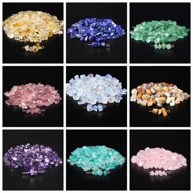 Alt view image 5 of 7 - Natural Chip Stone Beads Multicolor 5-8mm About 400 Pieces Irregular Gemstones Healing Crystal Loose Rocks Bead Hole Drilled DIY for Bracelet Jewelry Making Crafting (5-8mm, Multicolor)
