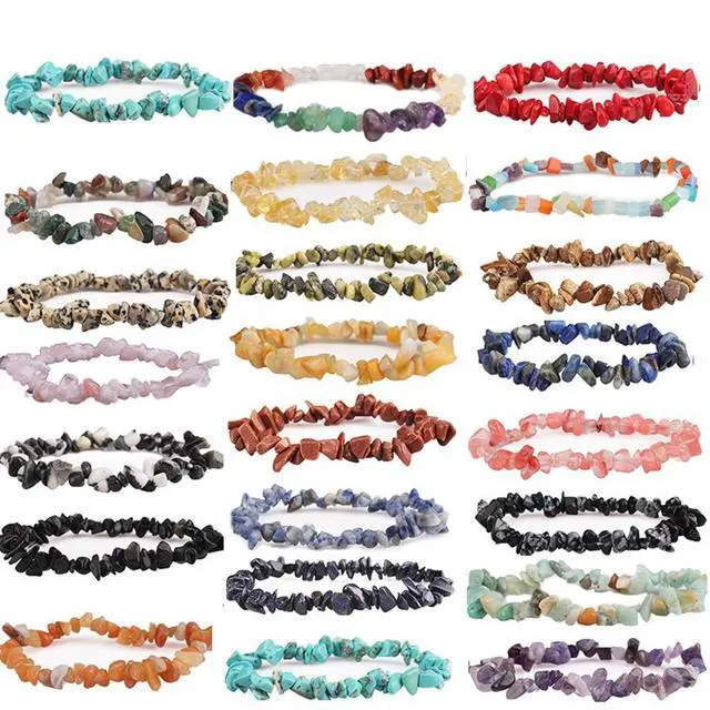 Alt view image 6 of 7 - Natural Chip Stone Beads Multicolor 5-8mm About 400 Pieces Irregular Gemstones Healing Crystal Loose Rocks Bead Hole Drilled DIY for Bracelet Jewelry Making Crafting (5-8mm, Multicolor)