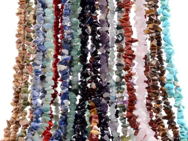 Alt view image 4 of 7 - Natural Chip Stone Beads Multicolor 5-8mm About 400 Pieces Irregular Gemstones Healing Crystal Loose Rocks Bead Hole Drilled DIY for Bracelet Jewelry Making Crafting (5-8mm, Multicolor)