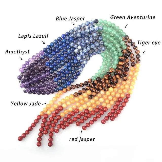 Alt view image 2 of 7 - 8mm Natural Colorful Stone Round Loose Stone Beads for Jewelry Making DIY Crafts Design 1 Strand 15" APPR.47-49pcs.