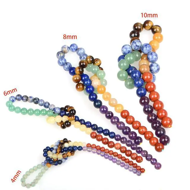 Alt view image 3 of 7 - 8mm Natural Colorful Stone Round Loose Stone Beads for Jewelry Making DIY Crafts Design 1 Strand 15" APPR.47-49pcs.