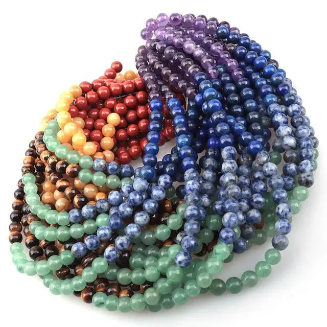 Alt view image 5 of 7 - 8mm Natural Colorful Stone Round Loose Stone Beads for Jewelry Making DIY Crafts Design 1 Strand 15" APPR.47-49pcs.