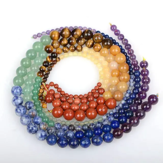 Alt view image 7 of 7 - 8mm Natural Colorful Stone Round Loose Stone Beads for Jewelry Making DIY Crafts Design 1 Strand 15" APPR.47-49pcs.