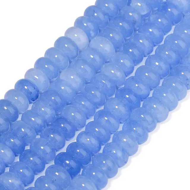 Alt view image 3 of 7 - 5x8mm Natural Light Blue Colored Jade Stone Rondelle Beads, 75PCS Spacer Round Loose Abacus Beads for Jewelry Making, Gemstone for Bracelet Necklace Earrings, Arts and Crafts