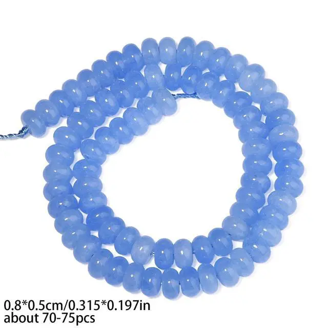 Alt view image 2 of 7 - 5x8mm Natural Light Blue Colored Jade Stone Rondelle Beads, 75PCS Spacer Round Loose Abacus Beads for Jewelry Making, Gemstone for Bracelet Necklace Earrings, Arts and Crafts
