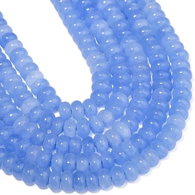 Alt view image 7 of 7 - 5x8mm Natural Light Blue Colored Jade Stone Rondelle Beads, 75PCS Spacer Round Loose Abacus Beads for Jewelry Making, Gemstone for Bracelet Necklace Earrings, Arts and Crafts