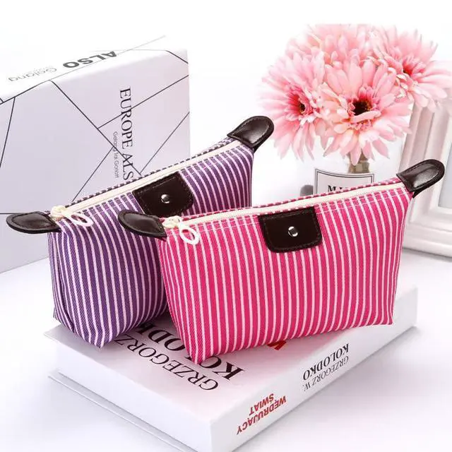 Alt view image 6 of 7 - 2 Pack Make Up Bag for Traveling,Preppy make up bag,Toiletry Bag,Nylon Cosmetic Bag,Light Pink Makeup Bag,Skin Care BagTiny Makeup Bag