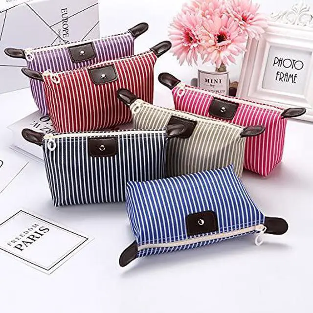 Alt view image 7 of 7 - 2 Pack Make Up Bag for Traveling,Preppy make up bag,Toiletry Bag,Nylon Cosmetic Bag,Light Pink Makeup Bag,Skin Care BagTiny Makeup Bag