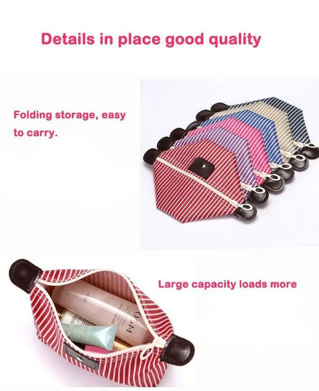 Alt view image 5 of 7 - 2 Pack Make Up Bag for Traveling,Preppy make up bag,Toiletry Bag,Nylon Cosmetic Bag,Light Pink Makeup Bag,Skin Care BagTiny Makeup Bag