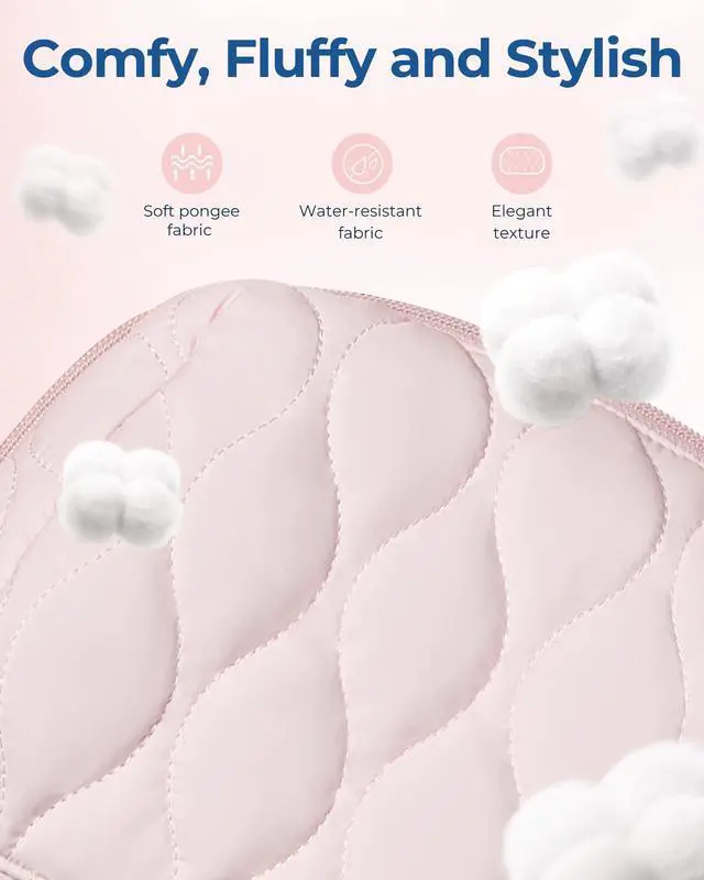 Alt view image 5 of 6 - Makeup Bag, Travel Cosmetic Bag, Puffy Padded Make Up Bag for Women, Makeup Organizer Case, Wide-open Pouch Purse, Travel Essentials, Toiletries Accessories Brushes (Coffee Brown)