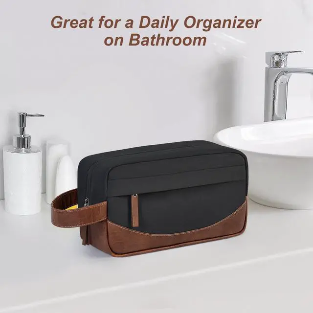 Alt view image 6 of 7 - Travel Toiletry Bag for Men, Hanging Toiletry Organizer, Water Resistant Shaving Kit with Large Capacity for Travel Accessories (Black, Medium)