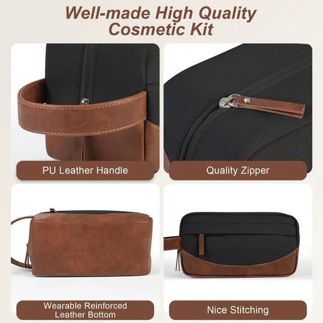 Alt view image 2 of 7 - Travel Toiletry Bag for Men, Hanging Toiletry Organizer, Water Resistant Shaving Kit with Large Capacity for Travel Accessories (Black, Medium)