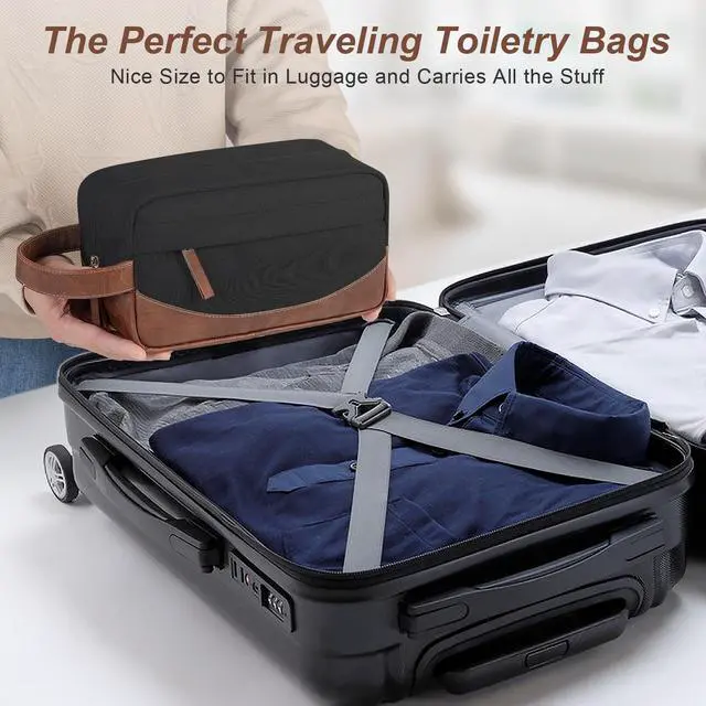 Alt view image 7 of 7 - Travel Toiletry Bag for Men, Hanging Toiletry Organizer, Water Resistant Shaving Kit with Large Capacity for Travel Accessories (Black, Medium)