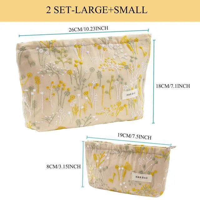 Alt view image 4 of 7 - 2 Pcs Makeup Bags, Large Cosmetic Bag Travel Toiletry Bag