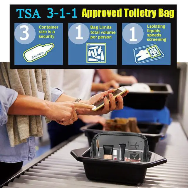 Alt view image 6 of 7 - TSA Approved Toiletry Bag, 3 Pcs Clear Toiletries Bags Quart Size Travel Makeup Cosmetic Bag for Women Men, Carry on Airport Airline Compliant Bag (Black)