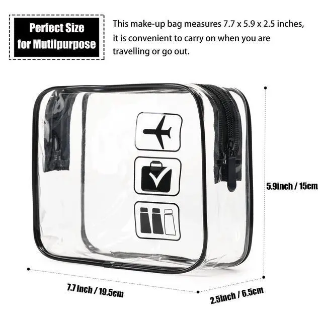 Alt view image 3 of 7 - TSA Approved Toiletry Bag, 3 Pcs Clear Toiletries Bags Quart Size Travel Makeup Cosmetic Bag for Women Men, Carry on Airport Airline Compliant Bag (Black)
