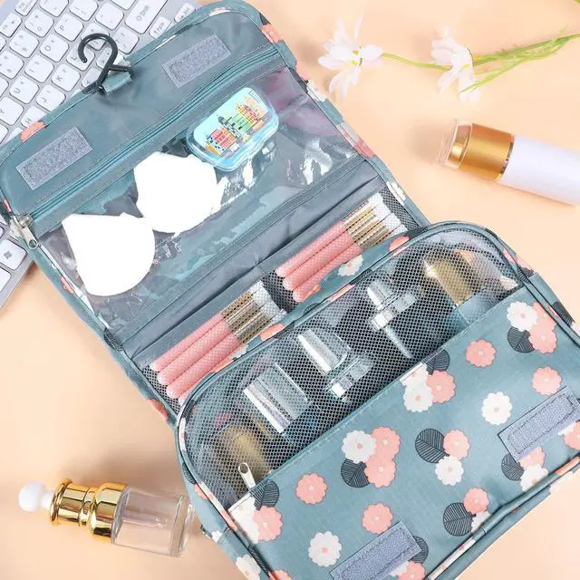 Alt view image 4 of 6 - Hanging Toiletry Bag for Women, Portable Cosmetic Summer Beach Bag, Floral