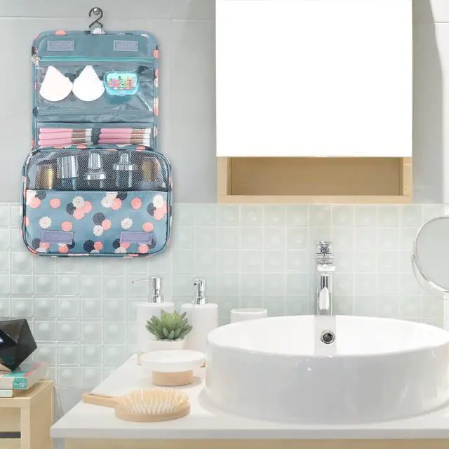 Alt view image 6 of 6 - Hanging Toiletry Bag for Women, Portable Cosmetic Summer Beach Bag, Floral