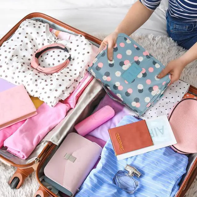 Alt view image 5 of 6 - Hanging Toiletry Bag for Women, Portable Cosmetic Summer Beach Bag, Floral