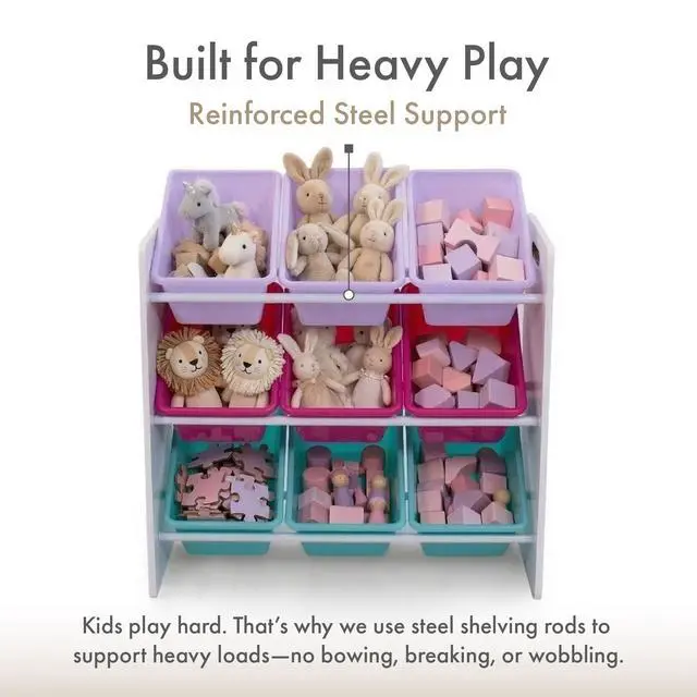 Alt view image 4 of 7 - Kids Toy Organizer with 9 Bins, 3 Tier Storage for Playroom