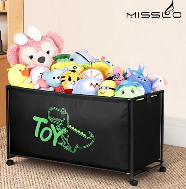 Alt view image 7 of 7 - Large Toy Box with Wheels Big Toy Chest for Kids Organizer Toy Storage Bin, 124L, Black