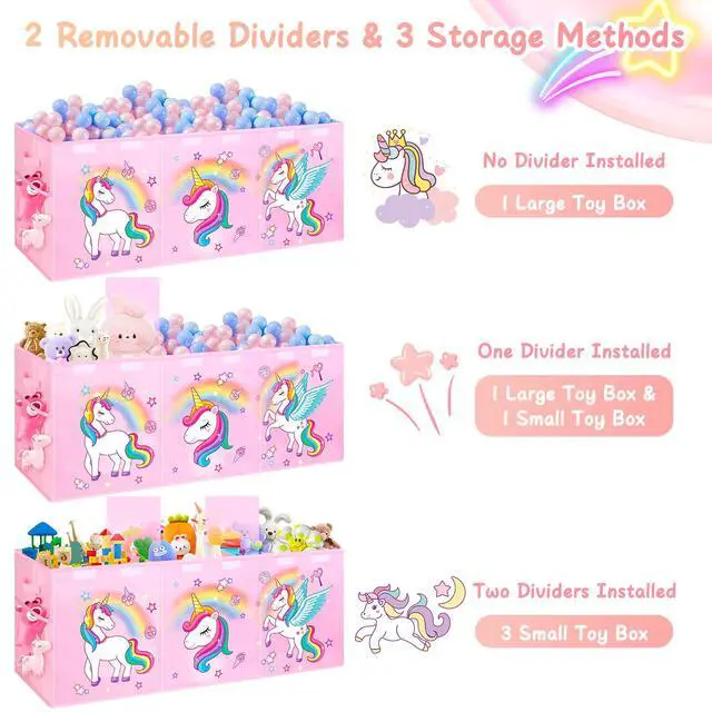 Alt view image 6 of 7 - Extra Large Toy Box Chest, Collapsible Toy Storage Organizer with Lids, 40"X14"X16" Sturdy Large Kids Toy Storage Bins Boxes Baskets for Girls, Boys, Nursery, Playroom, Pink