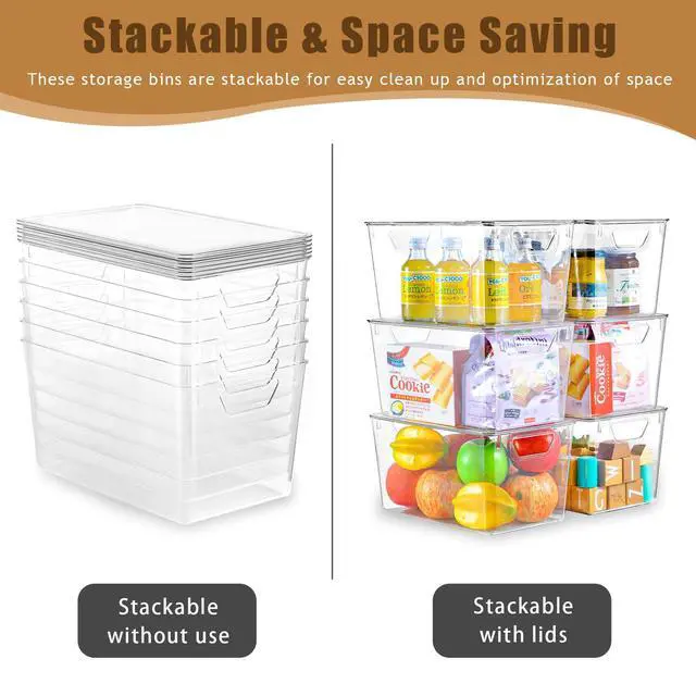 Alt view image 3 of 7 - 6 Pack Clear Storage Bins with Lids, 7 Quart Stackable Storage Boxes for Storage and Organization, Plastic Storage Containers with Lids, Plastic Bins with Handles for Office, Bedroom, Study Room