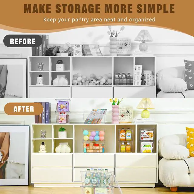 Alt view image 5 of 7 - 6 Pack Clear Storage Bins with Lids, 7 Quart Stackable Storage Boxes for Storage and Organization, Plastic Storage Containers with Lids, Plastic Bins with Handles for Office, Bedroom, Study Room