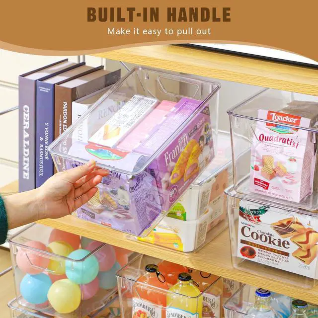 Alt view image 4 of 7 - 6 Pack Clear Storage Bins with Lids, 7 Quart Stackable Storage Boxes for Storage and Organization, Plastic Storage Containers with Lids, Plastic Bins with Handles for Office, Bedroom, Study Room