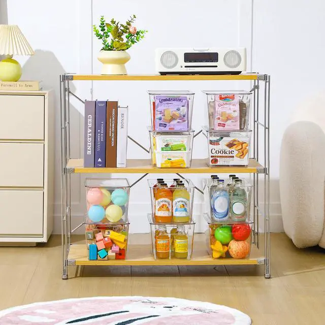 Alt view image 7 of 7 - 6 Pack Clear Storage Bins with Lids, 7 Quart Stackable Storage Boxes for Storage and Organization, Plastic Storage Containers with Lids, Plastic Bins with Handles for Office, Bedroom, Study Room