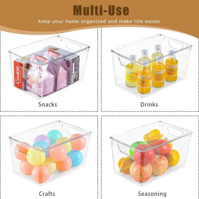 Alt view image 6 of 7 - 6 Pack Clear Storage Bins with Lids, 7 Quart Stackable Storage Boxes for Storage and Organization, Plastic Storage Containers with Lids, Plastic Bins with Handles for Office, Bedroom, Study Room
