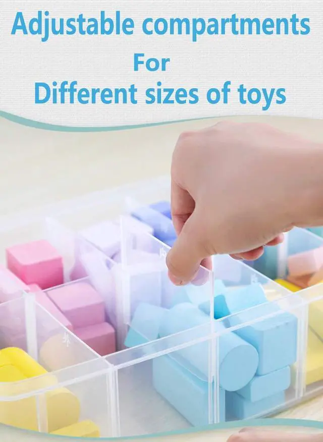 Alt view image 6 of 7 - 6-Tier Stackable Craft Organizers and Storage Box with 60 Compartments,Plastic for Toys,Dolls, Arts and Craft, Fuse Beads, Washi Tape, Rock Collection, Ribbons,Clear