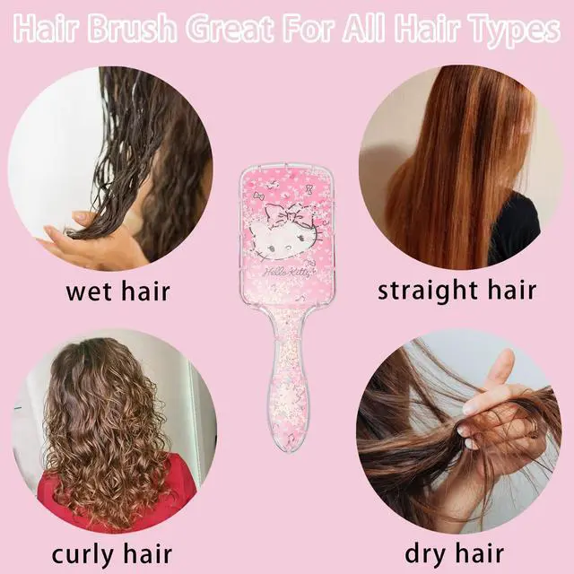 Alt view image 3 of 5 - Cute Hair Brush for Women & Girls, Glide Through Tangles with Ease for Thick Curly Thin Long Short Dry & Wet Hair (Pink)