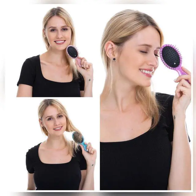 Alt view image 3 of 7 - Toddler Detangler Hair Brush Travel Detangling Brushes 3Pcs Women Valentines Day Best Gift Small For Baby Kids Pocket hairbrush Pro, for Curly Wet Dry Tangle