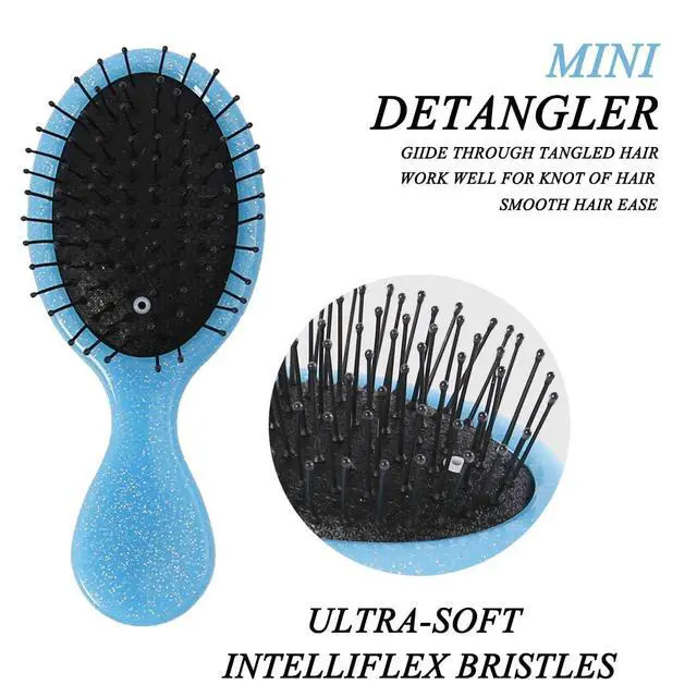 Alt view image 4 of 7 - Toddler Detangler Hair Brush Travel Detangling Brushes 3Pcs Women Valentines Day Best Gift Small For Baby Kids Pocket hairbrush Pro, for Curly Wet Dry Tangle