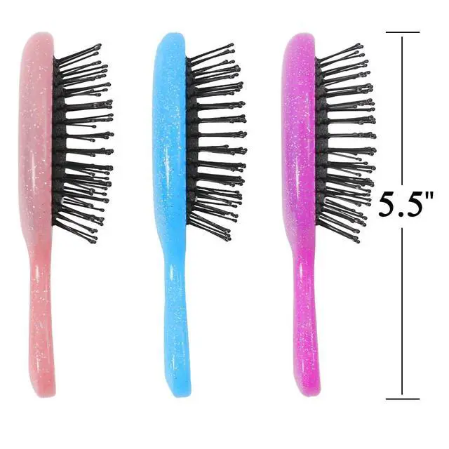 Alt view image 7 of 7 - Toddler Detangler Hair Brush Travel Detangling Brushes 3Pcs Women Valentines Day Best Gift Small For Baby Kids Pocket hairbrush Pro, for Curly Wet Dry Tangle