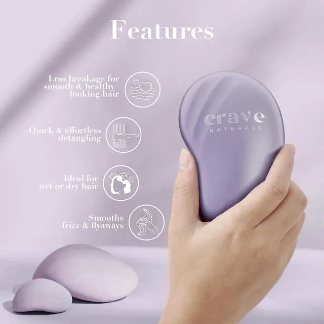 Alt view image 6 of 7 - Mini Detangler Hair Brush Purple Glide Thru Hair Detangler Brush for Women, Kids & Toddlers Gentle Scalp Care, No-Pain Tangle-Free Hairbrush for All Hair Types, Travel Hair Brush