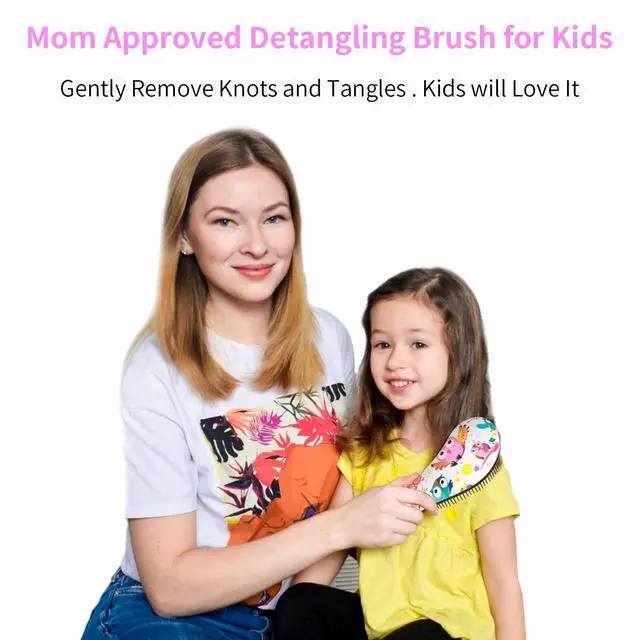 Alt view image 3 of 6 - 3pcs Detangler Brush Set - Tangle-Free Hair Brush for Kids, Toddlers, Girls & Boys with Curly Hair (7.4 Inch - Lemon)