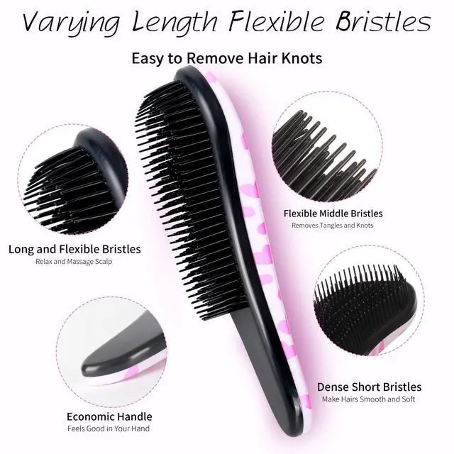 Alt view image 5 of 6 - 3pcs Detangler Brush Set - Tangle-Free Hair Brush for Kids, Toddlers, Girls & Boys with Curly Hair (7.4 Inch - Lemon)