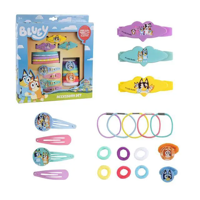 Alt view image 6 of 7 - Bluey Girls 20 Piece Accessory Set with 3 Barrettes, 4 Snap Hair Clips, 5 Elastics and 8 Terry Ponies- Ages 3+