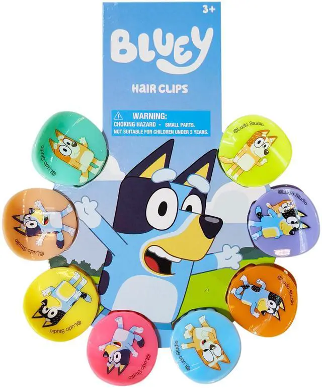 Main image of Bluey Girls Butterfly Hair Clips - 8 Cute Hair Clips with Small Soft Claw, Clips for Every Occasion - Multi Color with Your Favorite Bluey Characters - Ages 3+