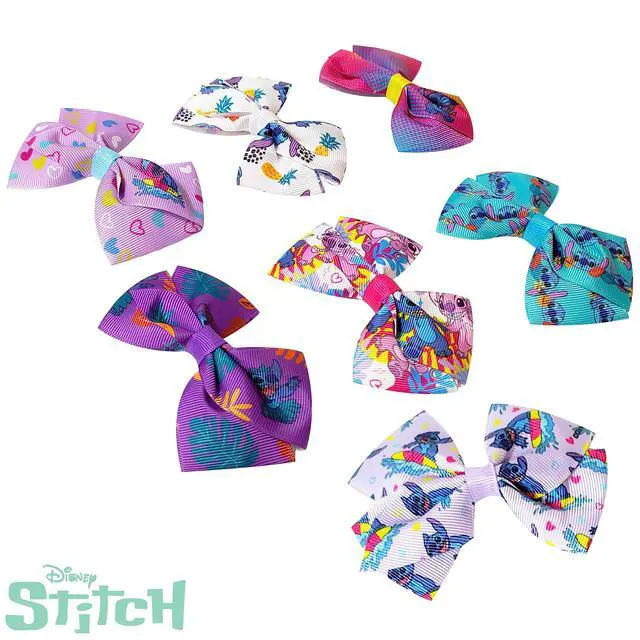 Alt view image 2 of 7 - Disney Stitch Hair Bows - 7 Pcs 4 Inch Bow Bundle - Hair Accessories Gift Set - Alligator Clip - Ages 3 +