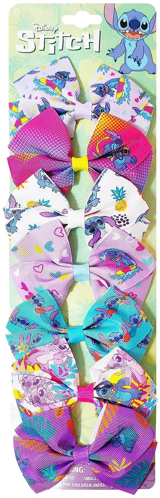 Main image of Disney Stitch Hair Bows - 7 Pcs 4 Inch Bow Bundle - Hair Accessories Gift Set - Alligator Clip - Ages 3 +