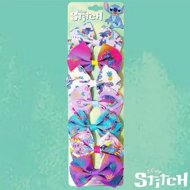 Alt view image 7 of 7 - Disney Stitch Hair Bows - 7 Pcs 4 Inch Bow Bundle - Hair Accessories Gift Set - Alligator Clip - Ages 3 +