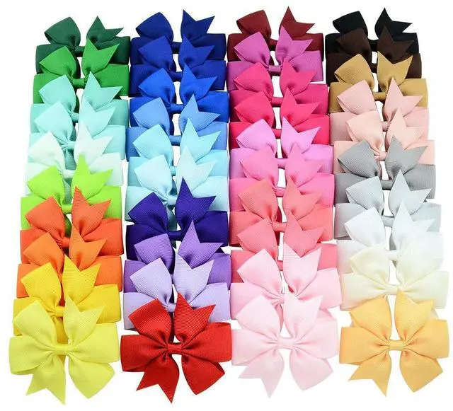Main image of 40PCS 3 Inch Hair Bows for Girls Grosgrain Ribbon Toddler Accessories with Alligator Clip Bow Baby Kids Teens