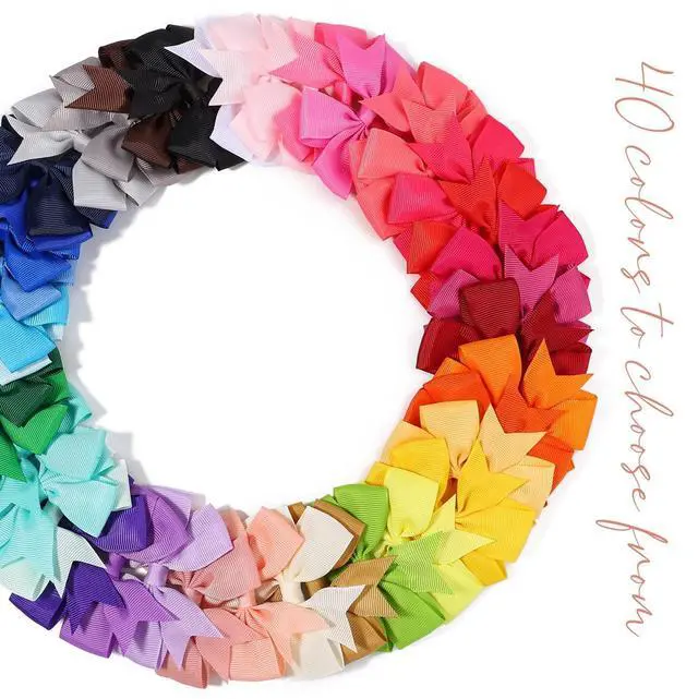 Alt view image 4 of 7 - 40PCS 3 Inch Hair Bows for Girls Grosgrain Ribbon Toddler Accessories with Alligator Clip Bow Baby Kids Teens