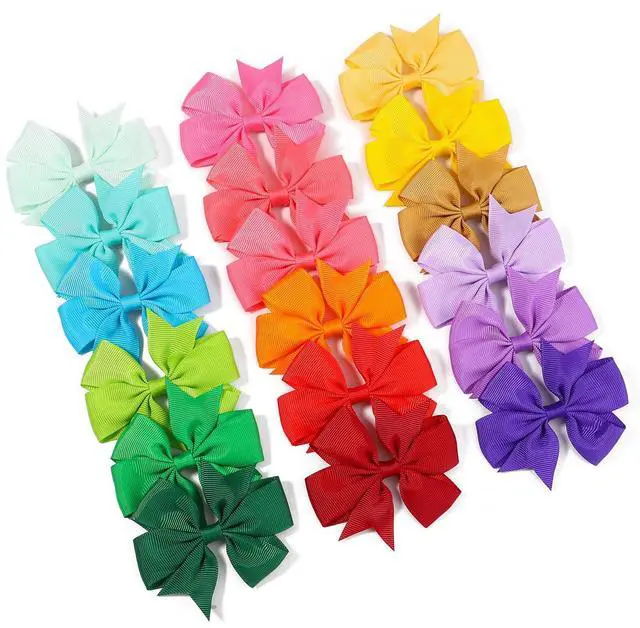 Alt view image 6 of 7 - 40PCS 3 Inch Hair Bows for Girls Grosgrain Ribbon Toddler Accessories with Alligator Clip Bow Baby Kids Teens