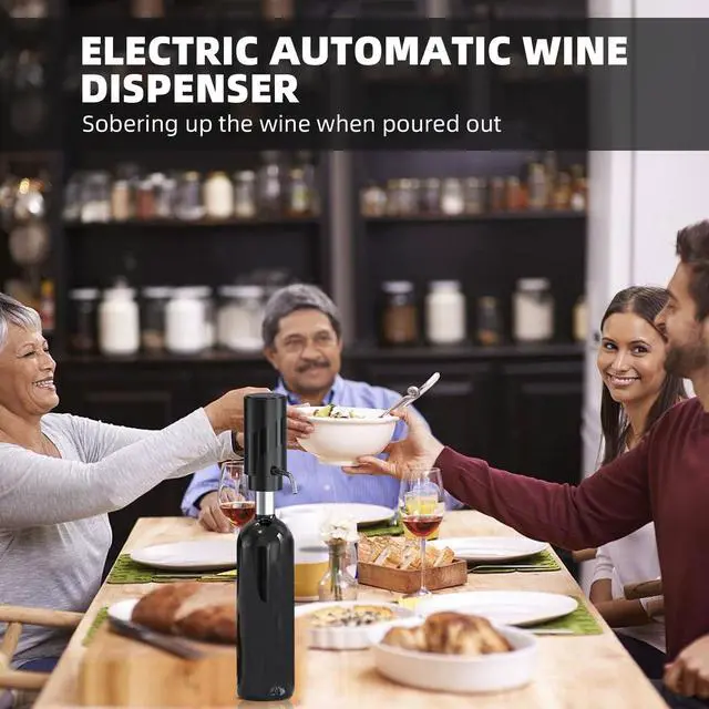 Alt view image 5 of 6 - Wine Aerator Electric Wine Decanter Automatic Wine Aerator, Wine Dispenser Wine pourer with USB Rechargeable,Wine Lover for women&Men(Black-ABS)