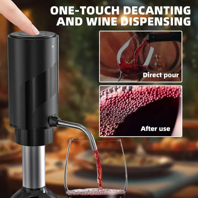 Alt view image 2 of 6 - Wine Aerator Electric Wine Decanter Automatic Wine Aerator, Wine Dispenser Wine pourer with USB Rechargeable,Wine Lover for women&Men(Black-ABS)